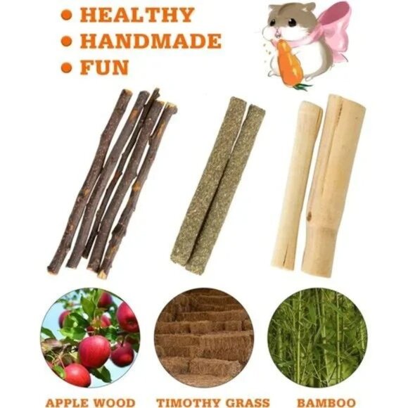 Hamster, Guinea Pig Toys Accessories Natural Chews for Teeth Rabbit Bunny Rat - Picture 2 of 7